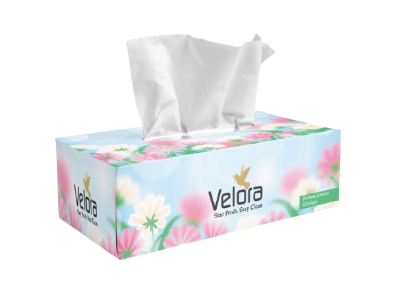 Velora Perfume Luxury – floral blue 100x2ply tissue box