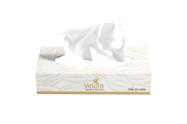 Velora Slim – white gold 50x2ply tissue box